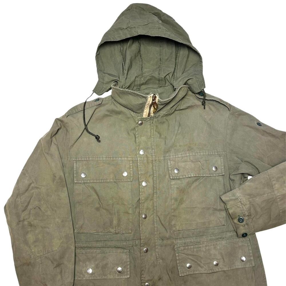 German Military Parka VTG 70s Jacket Coat Olive Cotton Shell XL - Picture 2 of 6